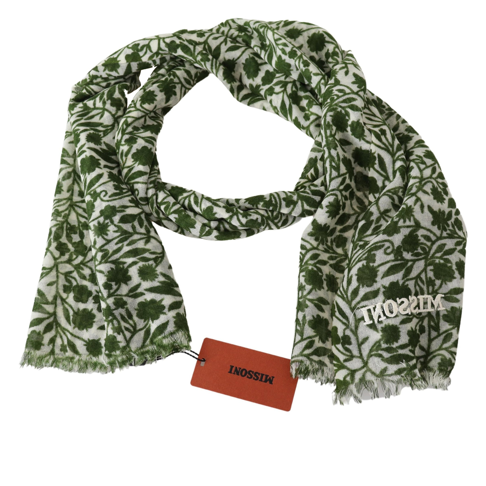 Missoni Green Floral Wool Unisex Neck Wrap Scarf - Picture 3 of 4